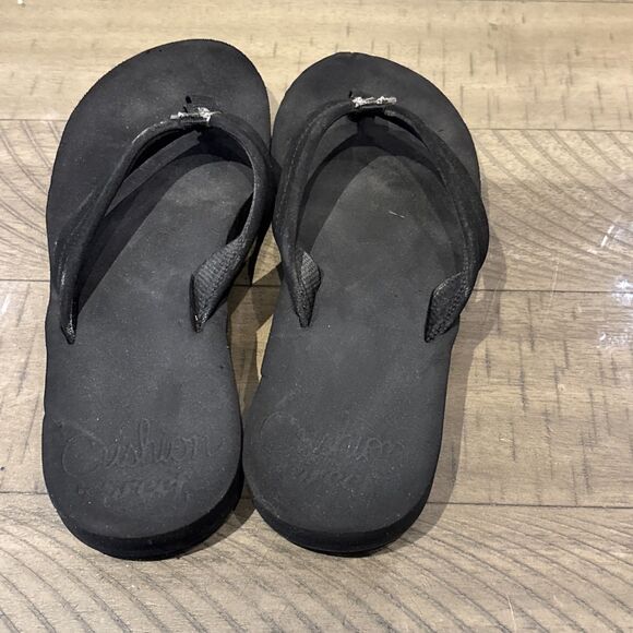 Womens Reef Sandals Flip Flops Shoes Size 6 Black Flat Comfort - Picture 4 of 6